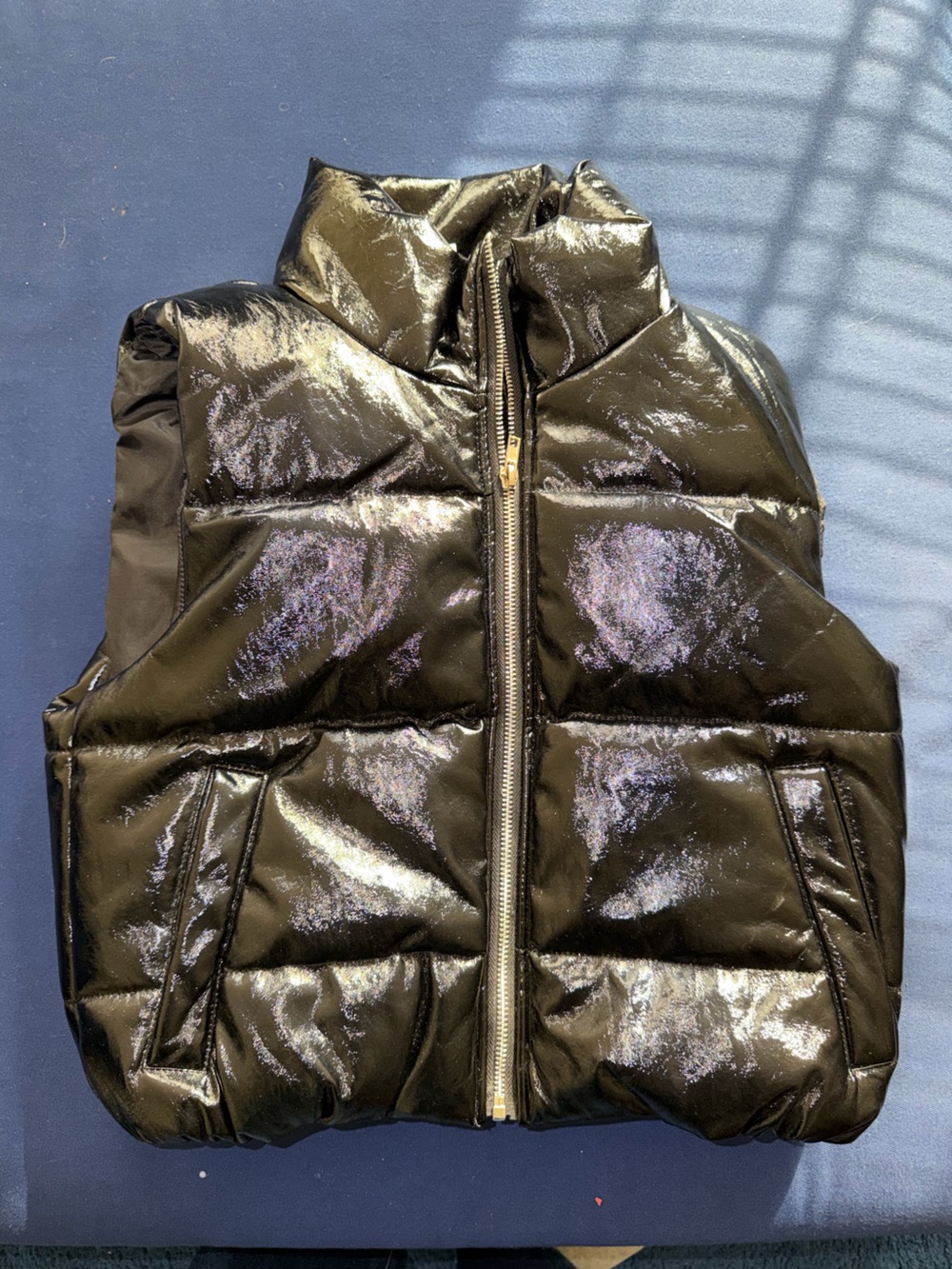Ambiance Shiny Black Puffer Vest